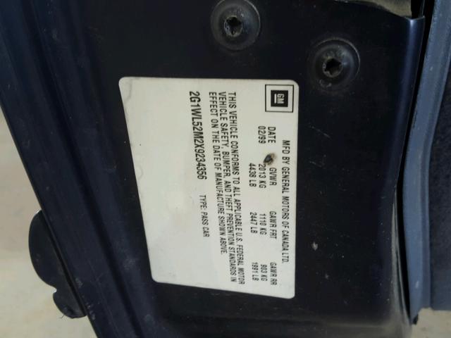 2G1WL52M2X9234356 - 1999 CHEVROLET LUMINA BAS ლურჯი ფოტო 10