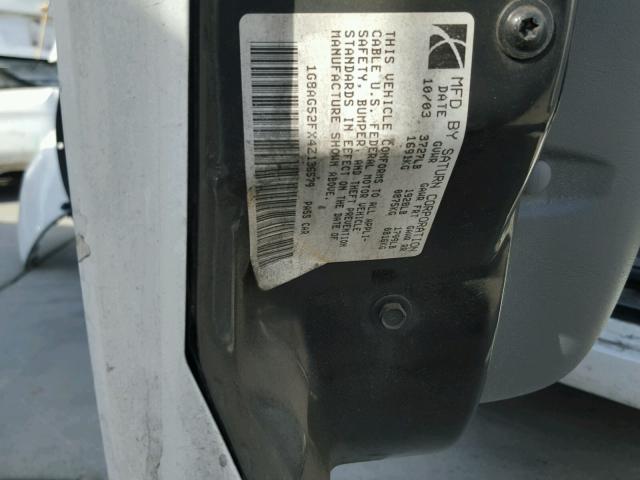 1G8AG52FX4Z136579 - 2004 SATURN ION LEVEL WHITE photo 10
