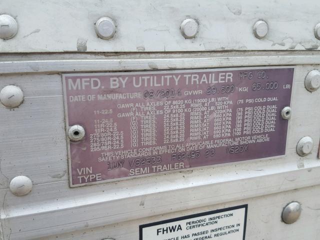 1UYVS2533FG249523 - 2015 UTILITY TRAILER WHITE photo 10