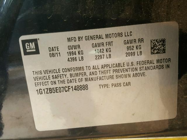 1G1ZB5E07CF148888 - 2012 CHEVROLET MALIBU LS Qara foto 10