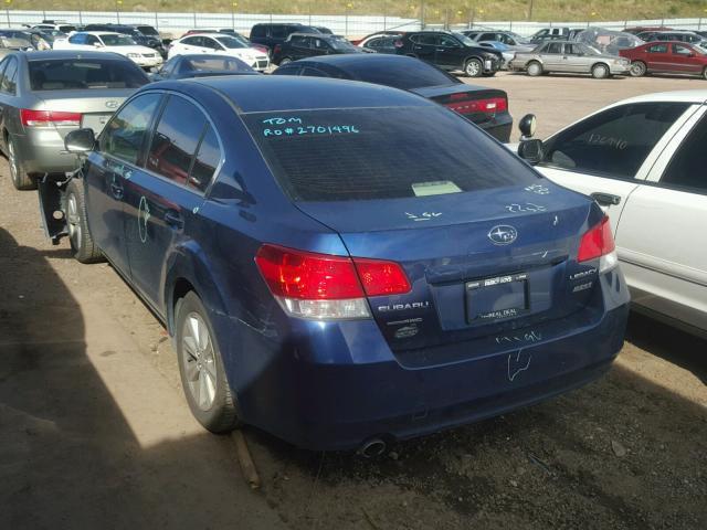 4S3BMBB64B3225341 - 2011 SUBARU LEGACY 2.5 BLUE photo 3