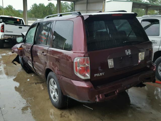 5FNYF18648B040305 - 2008 HONDA PILOT EXL MAROON photo 3