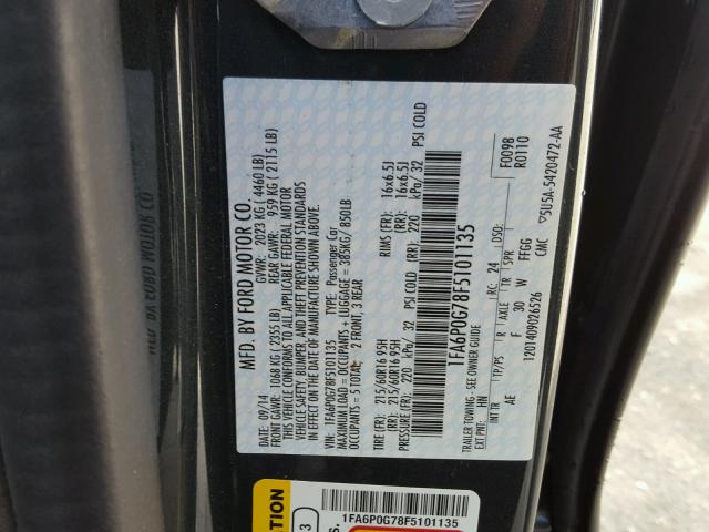 1FA6P0G78F5101135 - 2015 FORD FUSION S GRAY photo 10