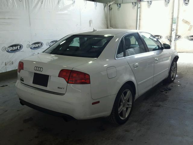 WAUAF78E77A064503 - 2007 AUDI A4 WHITE photo 4