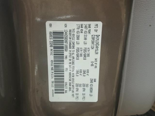 1D4HD58206F189560 - 2006 DODGE DURANGO LI GRAY photo 10