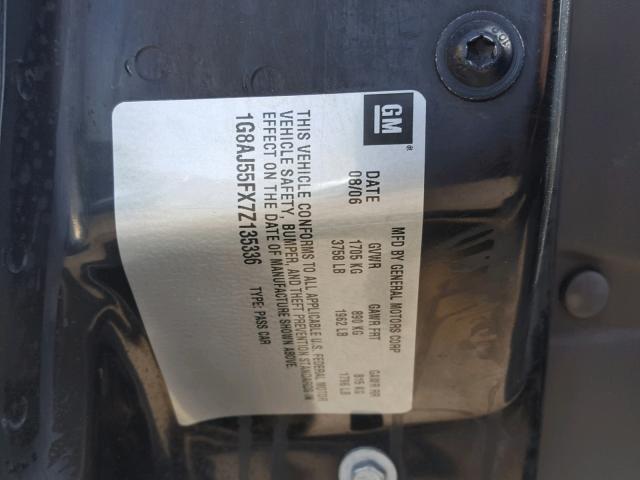 1G8AJ55FX7Z135336 - 2007 SATURN ION LEVEL CHARCOAL photo 10