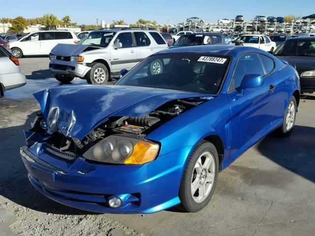 KMHHM65D74U133595 - 2004 HYUNDAI TIBURON BLUE photo 2