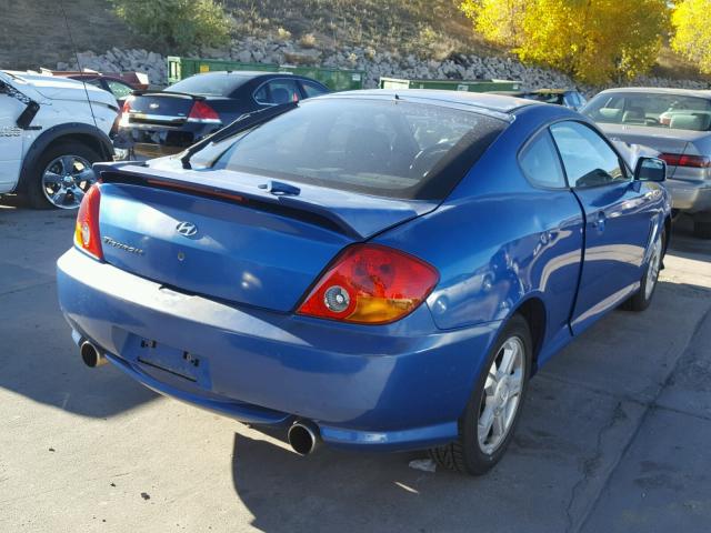 KMHHM65D74U133595 - 2004 HYUNDAI TIBURON BLUE photo 4