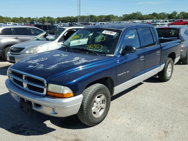 1B7HL48N12S710503 - 2002 DODGE DAKOTA QUA BLUE photo 2