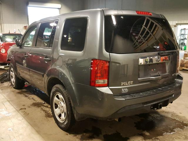 5FNYF4H26DB052397 - 2013 HONDA PILOT LX GRAY photo 3