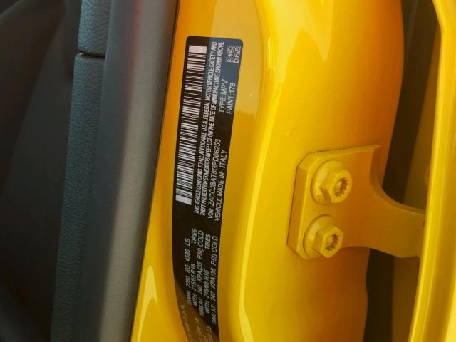 ZACCJBAT8GPD06253 - 2016 JEEP RENEGADE S YELLOW photo 10