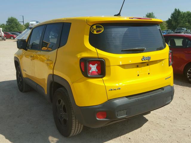 ZACCJBAT8GPD06253 - 2016 JEEP RENEGADE S YELLOW photo 3