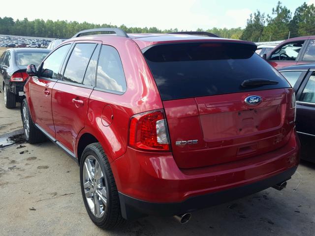 2FMDK3JC4CBA36035 - 2012 FORD EDGE SEL RED photo 3