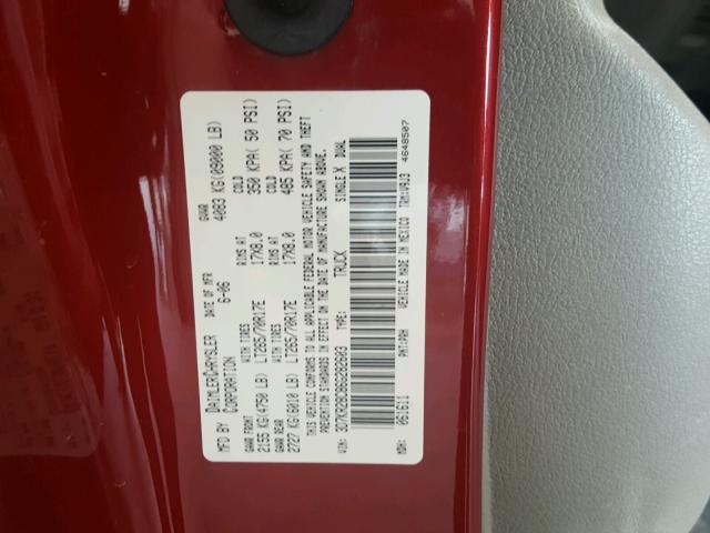 3D7KR28C86G282603 - 2006 DODGE RAM 2500 S RED photo 10