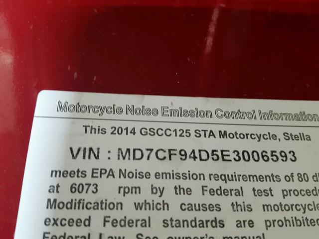 MD7CF94D5E3006593 - 2014 GENUINE SCOOTER CO. STELLA 125 RED photo 19