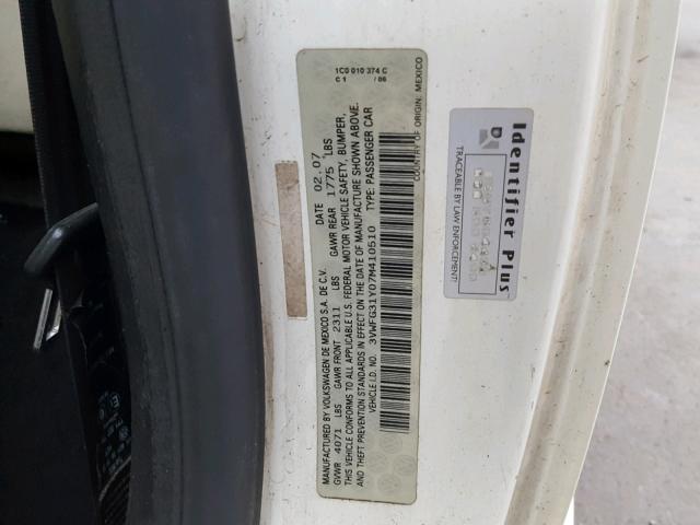 3VWFG31Y07M410510 - 2007 VOLKSWAGEN NEW BEETLE 白色 照片 10