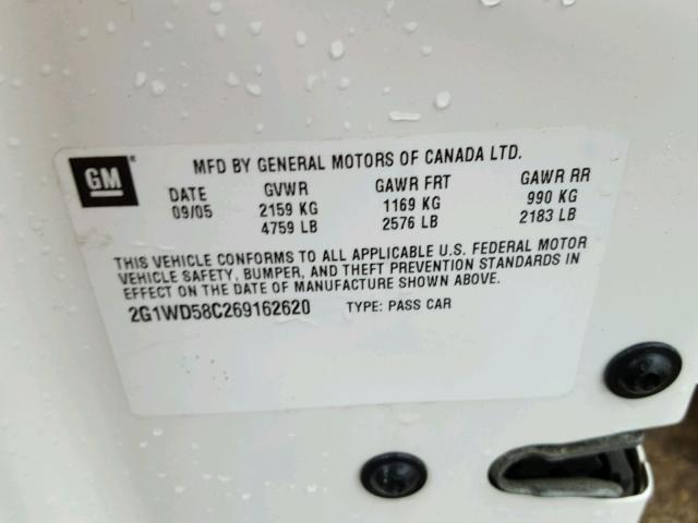 2G1WD58C269162620 - 2006 CHEVROLET IMPALA 白色 照片 10