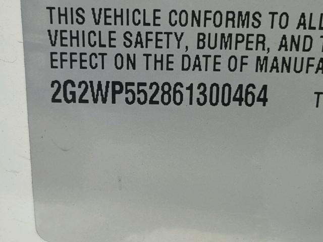 2G2WP552861300464 - 2006 PONTIAC GRAND PRIX WHITE photo 10