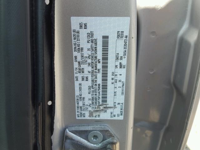 1FMCU0F70FUA75896 - 2015 FORD ESCAPE S SILVER photo 10