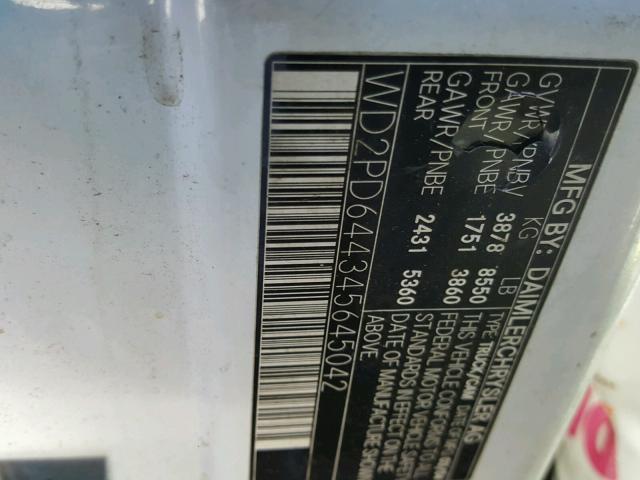 WD2PD644345645042 - 2004 SPRINTER 2500 SPRIN WHITE photo 10