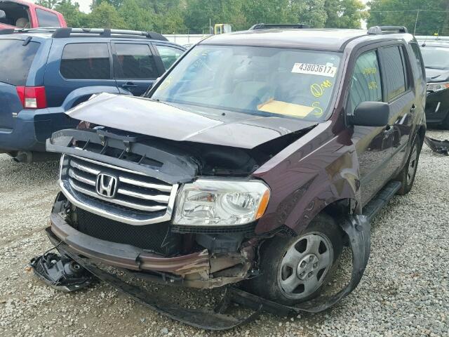 5FNYF3H26DB041944 - 2013 HONDA PILOT LX PURPLE photo 2