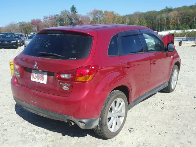 4A4AR3AU5EE007798 - 2014 MITSUBISHI OUTLANDER RED photo 4