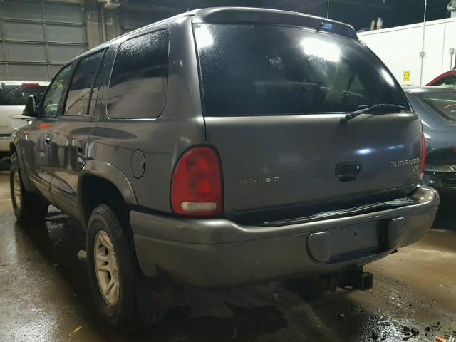 1D4HS48N23F512268 - 2003 DODGE DURANGO SL GRAY photo 3