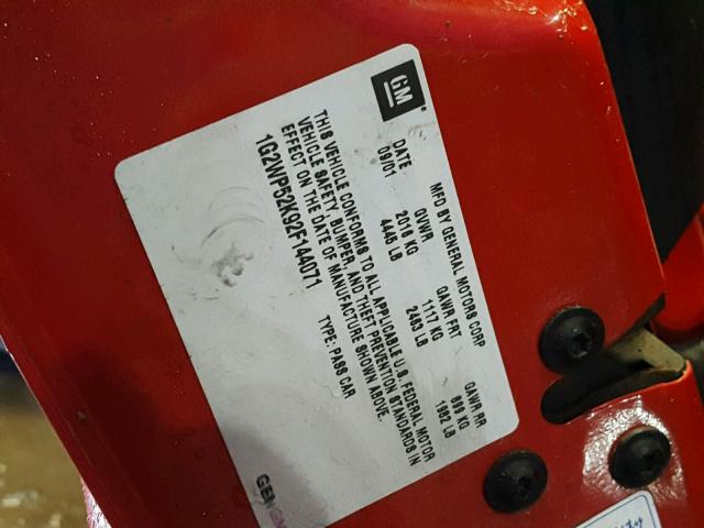 1G2WP52K92F144071 - 2002 PONTIAC GRAND PRIX RED photo 10