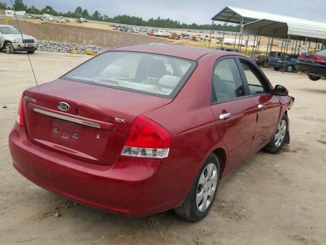 KNAFE221795627630 - 2009 KIA SPECTRA RED photo 4