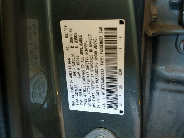 1HGCP2F77AA020493 - 2010 HONDA ACCORD EX GREEN photo 10