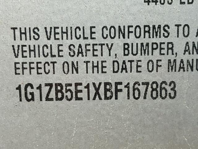 1G1ZB5E1XBF167863 - 2011 CHEVROLET MALIBU LS Boz foto 10