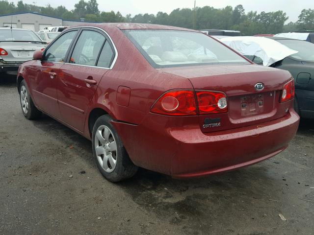 KNAGE123475142049 - 2007 KIA OPTIMA LX RED photo 3