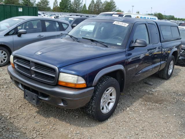 1B7GL12X92S705411 - 2002 DODGE DAKOTA BAS BLUE photo 2