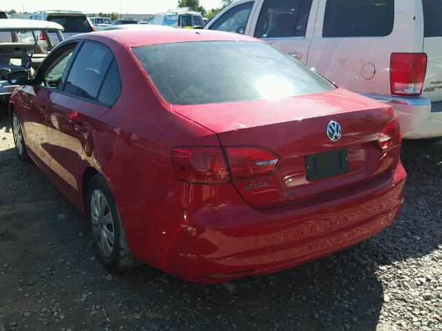 3VW2K7AJ1EM221272 - 2014 VOLKSWAGEN JETTA BASE RED photo 3