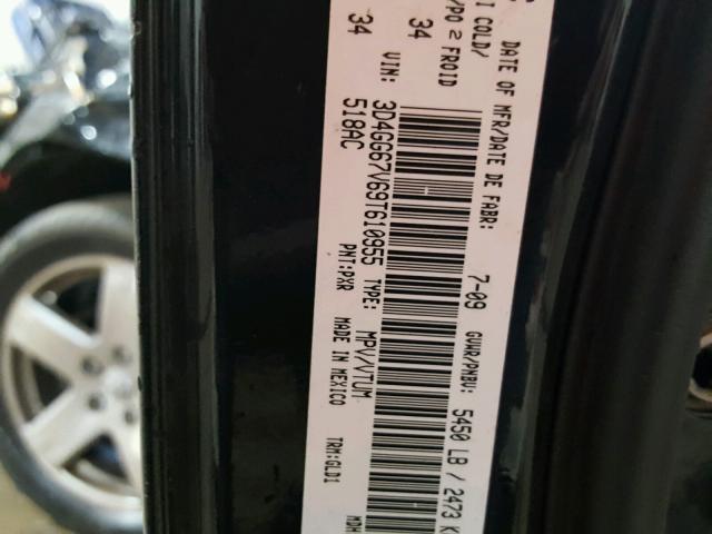 3D4GG67V69T610955 - 2009 DODGE JOURNEY R/ BLACK photo 10