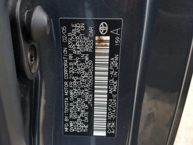 JTKDE177050045239 - 2005 TOYOTA SCION TC 灰色 照片 10