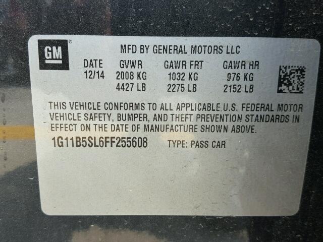 1G11B5SL6FF255608 - 2015 CHEVROLET MALIBU LS 石墨色 照片 10