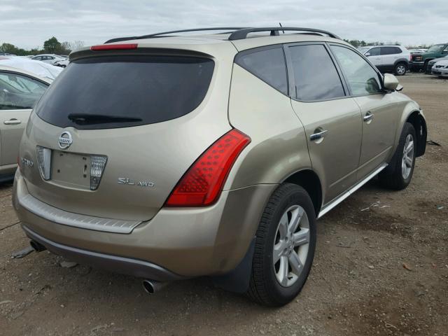 JN8AZ08W67W629910 - 2007 NISSAN MURANO TAN photo 4