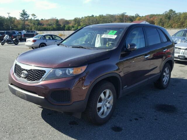 5XYKTCA6XDG385720 - 2013 KIA SORENTO MAROON photo 2