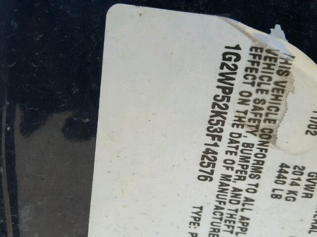 1G2WP52K53F142576 - 2003 PONTIAC GRAND PRIX BLUE photo 10