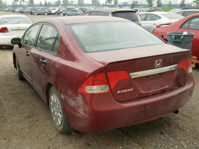 2HGFA16239H106930 - 2009 HONDA CIVIC DX RED photo 3