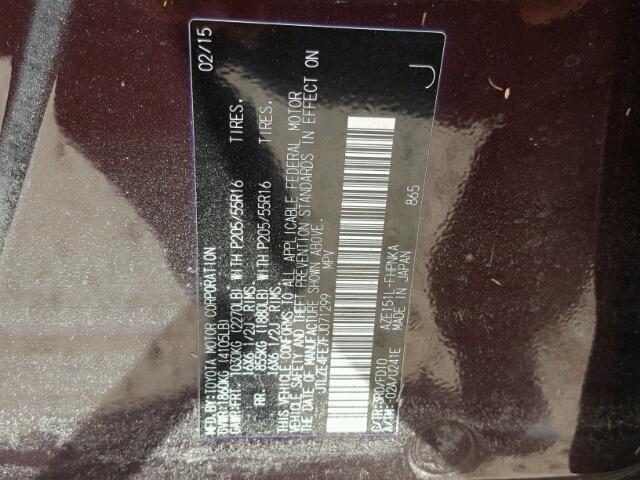 JTLZE4FE7FJ071299 - 2015 TOYOTA SCION XB 紫色 照片 10