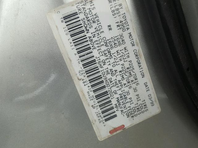 JT6HF10U9X0072021 - 1999 LEXUS RX 300 SILVER photo 10