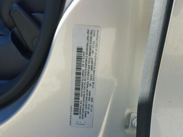 3VWDZ7AJ6BM021035 - 2011 VOLKSWAGEN JETTA SE 银色 照片 10