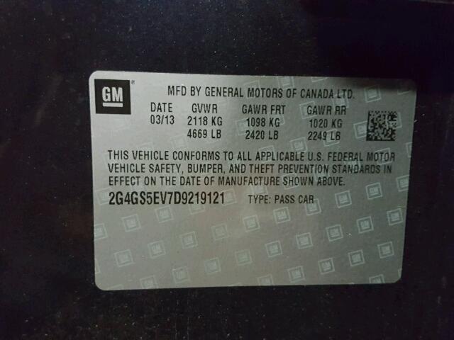 2G4GS5EV7D9219121 - 2013 BUICK REGAL BLUE photo 10