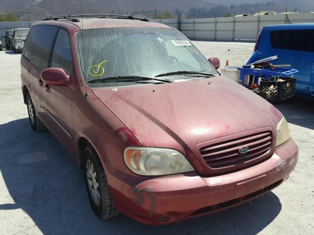 KNDUP131626234053 - 2002 KIA SEDONA EX BURGUNDY photo 1