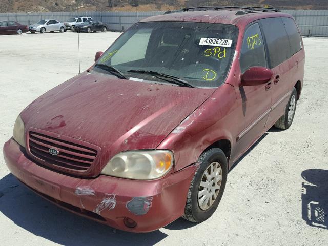 KNDUP131626234053 - 2002 KIA SEDONA EX BURGUNDY photo 2