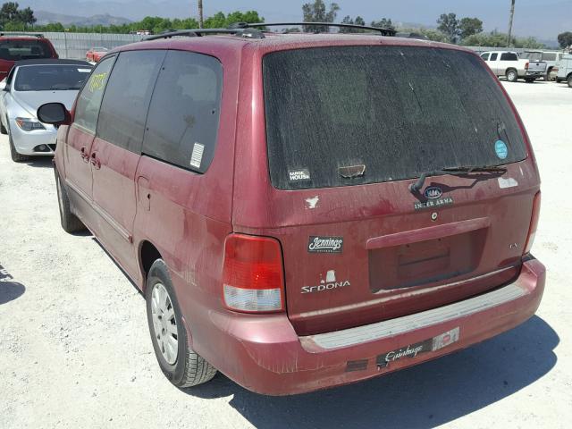 KNDUP131626234053 - 2002 KIA SEDONA EX BURGUNDY photo 3