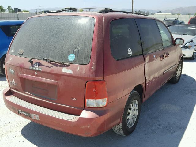 KNDUP131626234053 - 2002 KIA SEDONA EX BURGUNDY photo 4