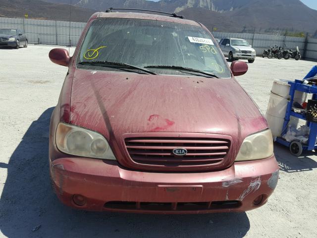 KNDUP131626234053 - 2002 KIA SEDONA EX BURGUNDY photo 9